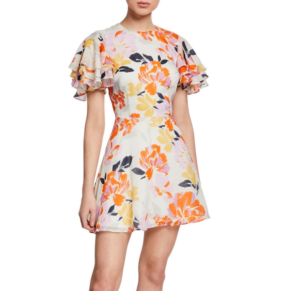 Talulah Floral Print tiered sleeve mini dress